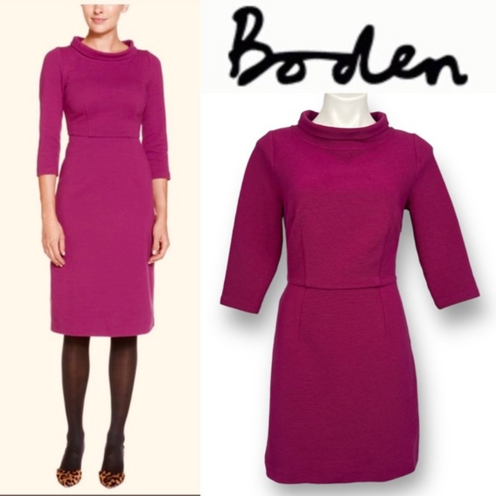 Boden Ribbed Zoe Ponte Dress 3/4 Sleeve